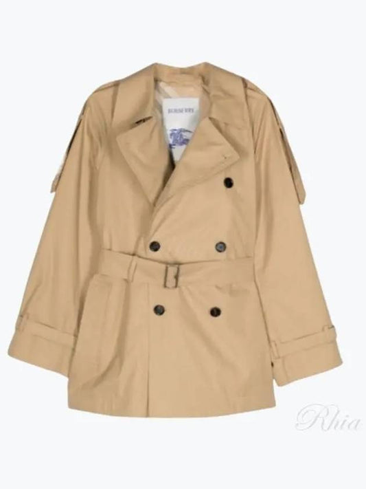 Short Gabardine Trench Coat Beige - BURBERRY - BALAAN 2