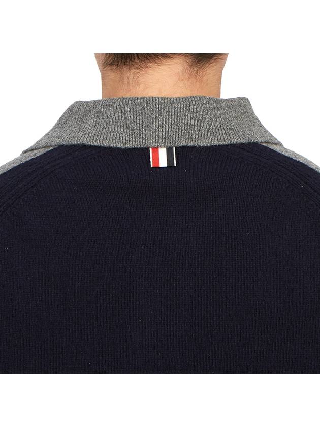 4-Bar Wool Polo Knit Top Navy Grey - THOM BROWNE - BALAAN 9