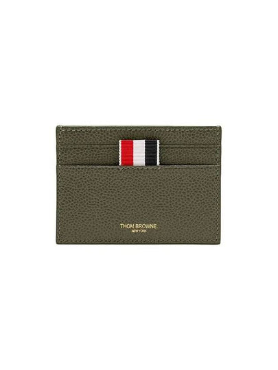 Pebble Grain Leather Stripe Single Card Wallet Green - THOM BROWNE - BALAAN 2