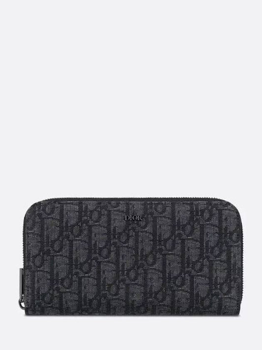 Oblique Jacquard Zipper Long Wallet Black - DIOR - BALAAN 2