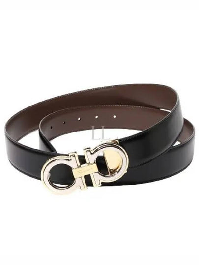 Men's Gancini Reversible Leather Belt Black - SALVATORE FERRAGAMO - BALAAN 2