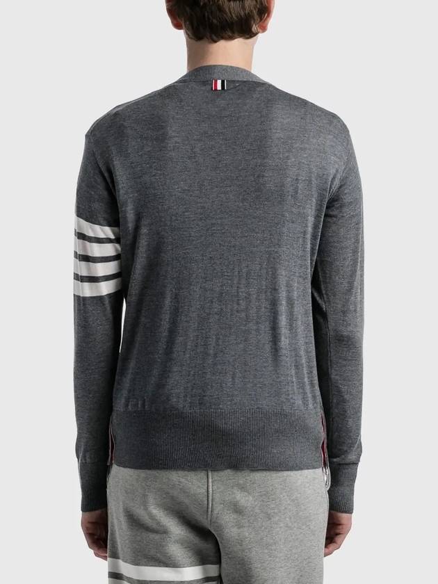 Thom Browne Merino Wool Knit 4 Bar Sleeve Classic Vneck Cardigan - THOM BROWNE - BALAAN 4