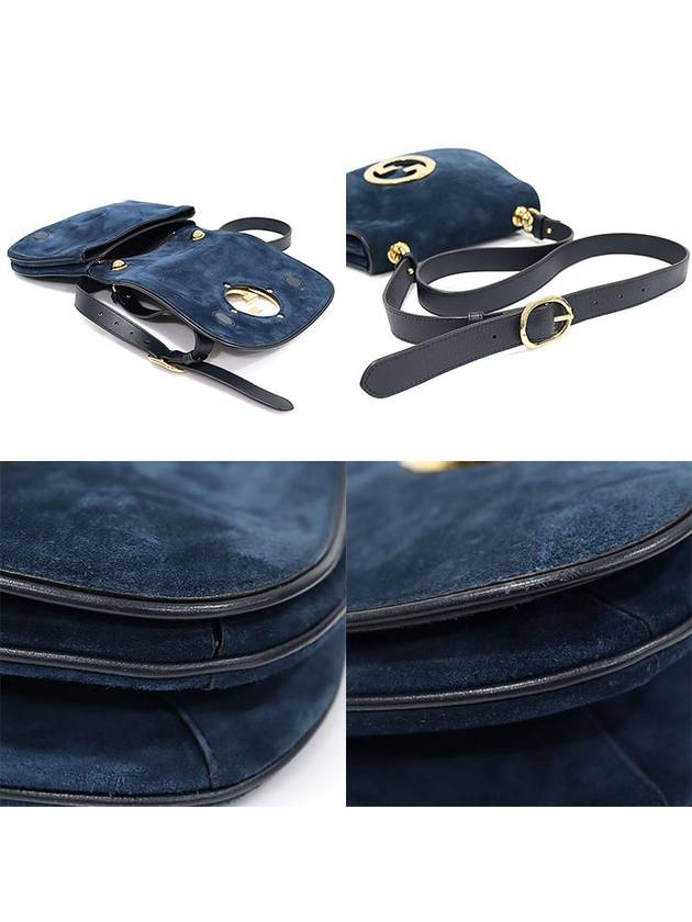 699210 Navy Suede Round Interlocking G Blondie Top Handle Medium 2WAY - GUCCI - BALAAN 6