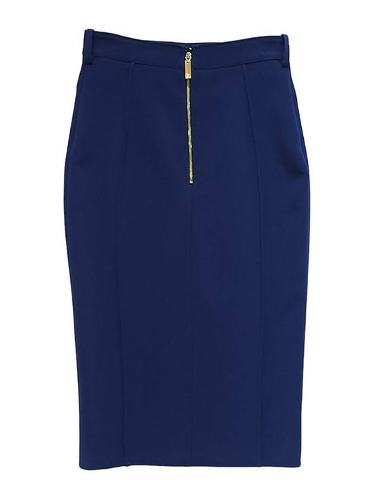 Women's Gold Button Tight HLine Skirt Cobalt Blue G0471590 - ELISABETTA FRANCHI - BALAAN 2