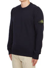 Logo Patch Crew Neck Wool Knit Top Navy - STONE ISLAND - BALAAN 3