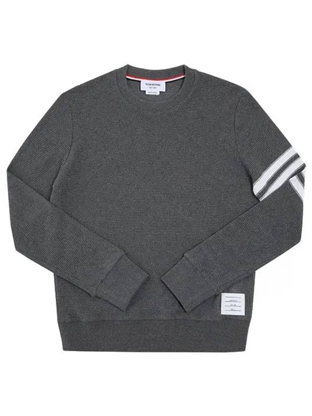 4 Bar Stripe Open Raschel Stitch Sweatshirt Grey - THOM BROWNE - BALAAN 2