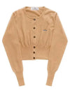 Bea ORB Embroidered Logo Crop Cardigan Brown - VIVIENNE WESTWOOD - BALAAN 2