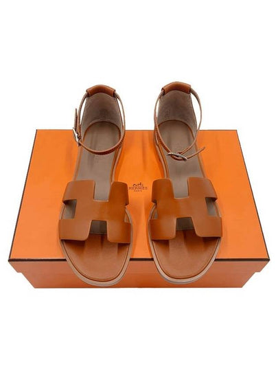 Santorini Leather Sandals Natural Brown - HERMES - BALAAN 2