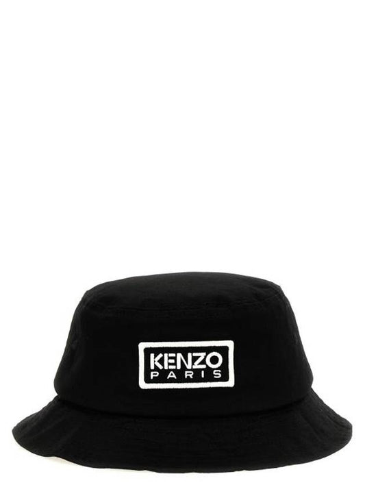Embroidered Logo Cotton Bucket Hat Black - KENZO - BALAAN 1