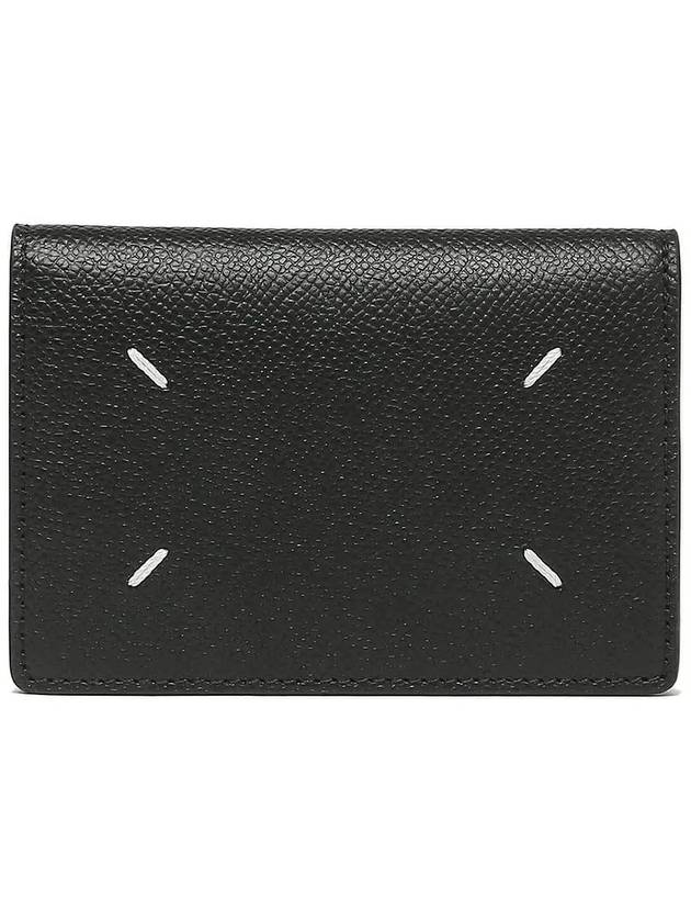 Stitched Bi-Fold Leather Card Wallet Black - MAISON MARGIELA - BALAAN 2