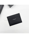 Embossed Leather Card Wallet Black - SAINT LAURENT - BALAAN 2