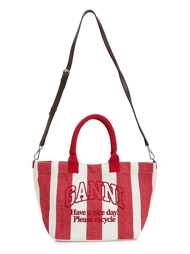 Easy Shopper Stripes Tote Bag Red - GANNI - BALAAN 7