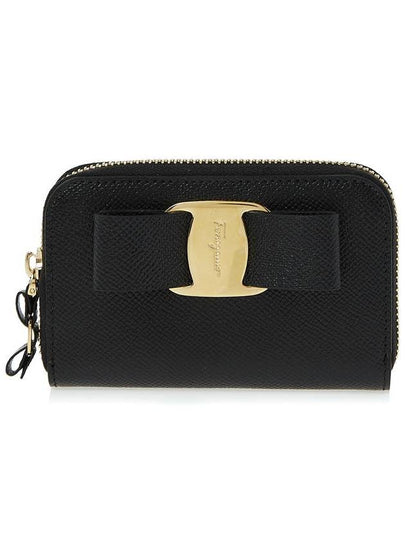 Vara Bow Zipper Card Wallet Black - SALVATORE FERRAGAMO - BALAAN 2