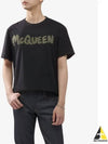 Men's Graffiti Logo Short Sleeve T-Shirt Black - ALEXANDER MCQUEEN - BALAAN 2