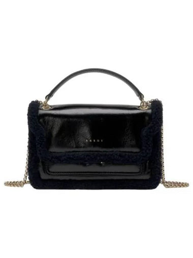 Calf leather envelope chain trunk shoulder bag black blue - MARNI - BALAAN 1