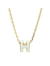 Mini Pop H Pendant Necklace Gold Blanc White - HERMES - BALAAN 1