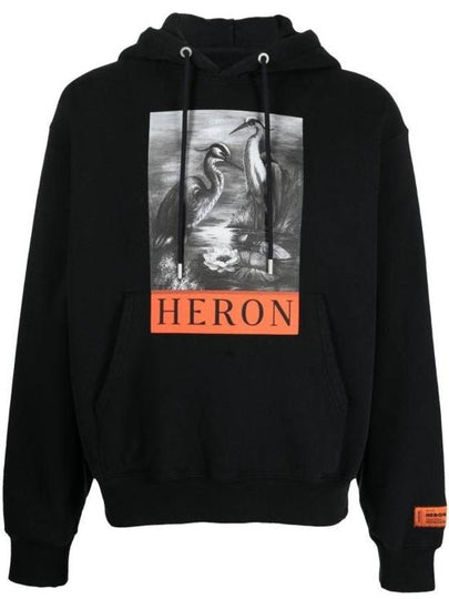 Preston Graphic Print Cotton Hoodie Black - HERON PRESTON - BALAAN 2