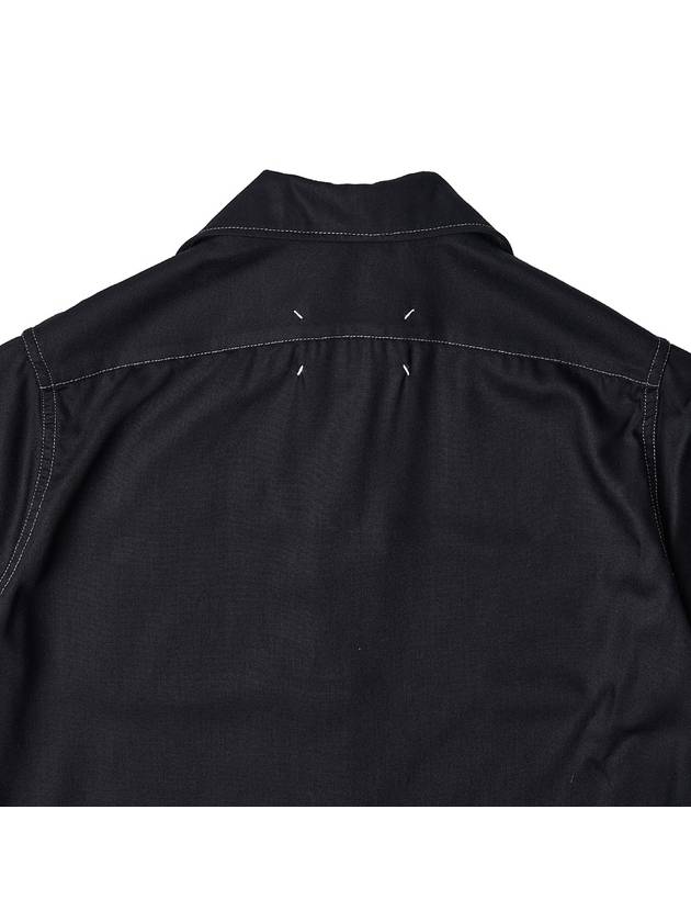 Back Stitch Pocket Viscose Short Sleeve Shirt Black - MAISON MARGIELA - BALAAN 9