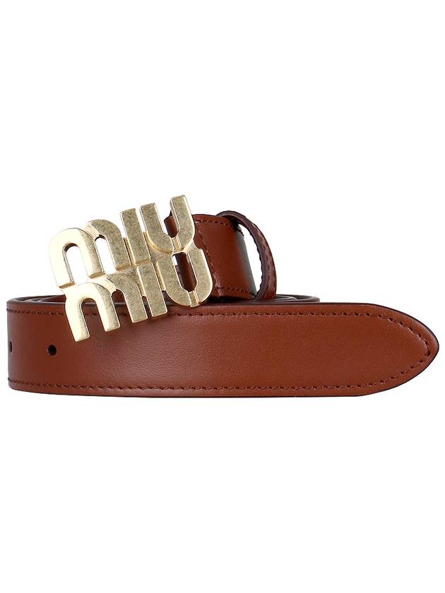 Logo Buckle Leather Belt Tobacco - MIU MIU - BALAAN 3