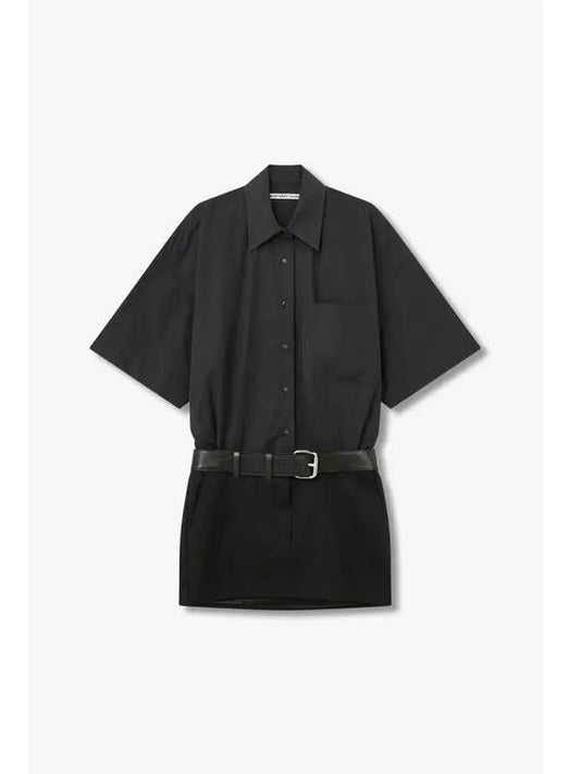 Belted mini shirt dress black - ALEXANDER WANG - BALAAN 1