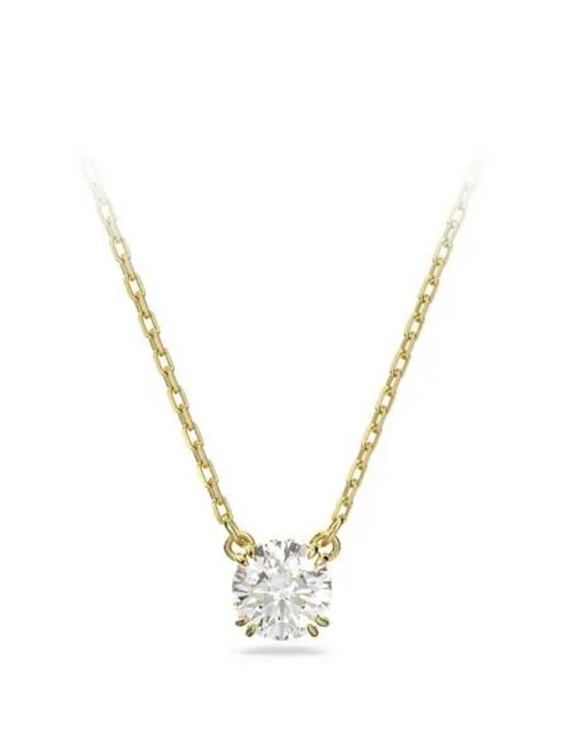 Stilla Round Zirconia Pendant Necklace Gold - SWAROVSKI - BALAAN 2