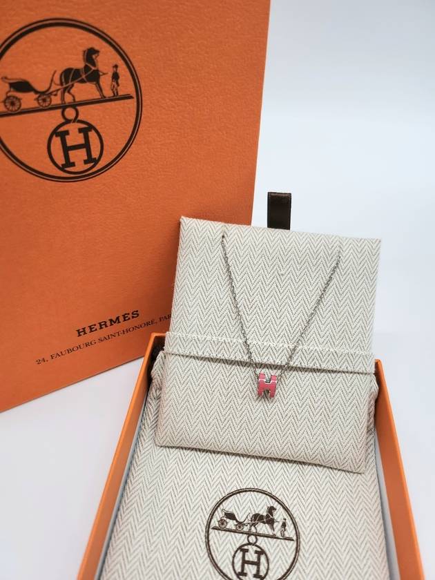 Mini PopAche Necklace Silver Chain Rose Tropic - HERMES - BALAAN 1