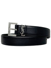 Square Buckle Monogram Leather Belt Black - SAINT LAURENT - BALAAN 2