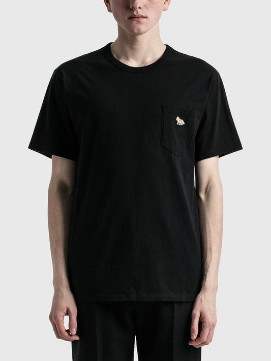 Baby Fox Patch Pocket Short Sleeve T-Shirt Black - MAISON KITSUNE - BALAAN 2