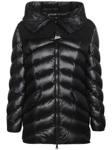 1A00010 595ZZ 999 BAILLETTA Logo Patch Hood Velcro Down Padded Black Women s Jacket TR 271431 - MONCLER - BALAAN 1