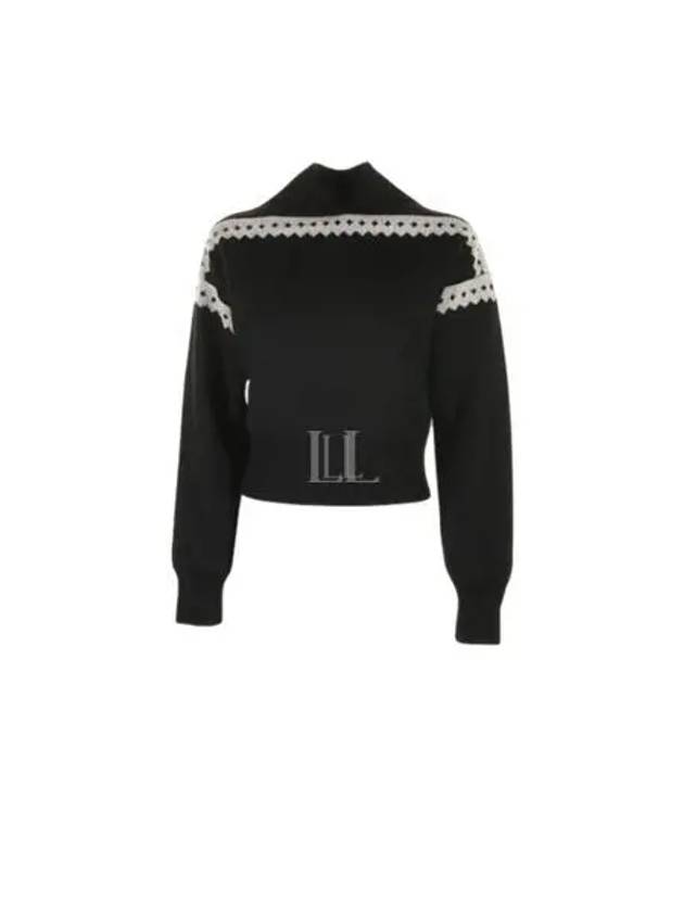 Contrast Trim Effect Knit Top Black - SAINT LAURENT - BALAAN 2