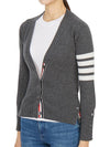 4-Bar V-Neck Cashmere Cardigan Grey - THOM BROWNE - BALAAN 4