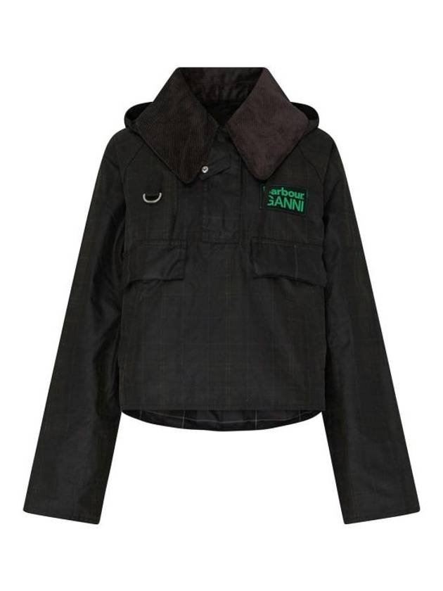 Ganni Tartan Waxed  Anorak Jacket Black - BARBOUR - BALAAN 2