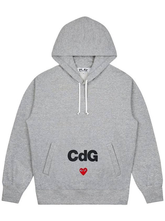 Men's Play CDG Logo Gray Hoodie AE T104 - COMME DES GARCONS - BALAAN 2