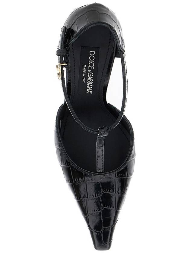 Black Pumps With Stiletto Heel And Croco Print In Leather Woman - DOLCE&GABBANA - BALAAN 4