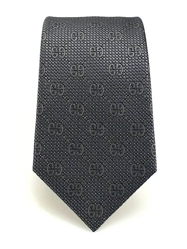 Men's GG Dot Pattern Silk Necktie Grey - GUCCI - BALAAN 3