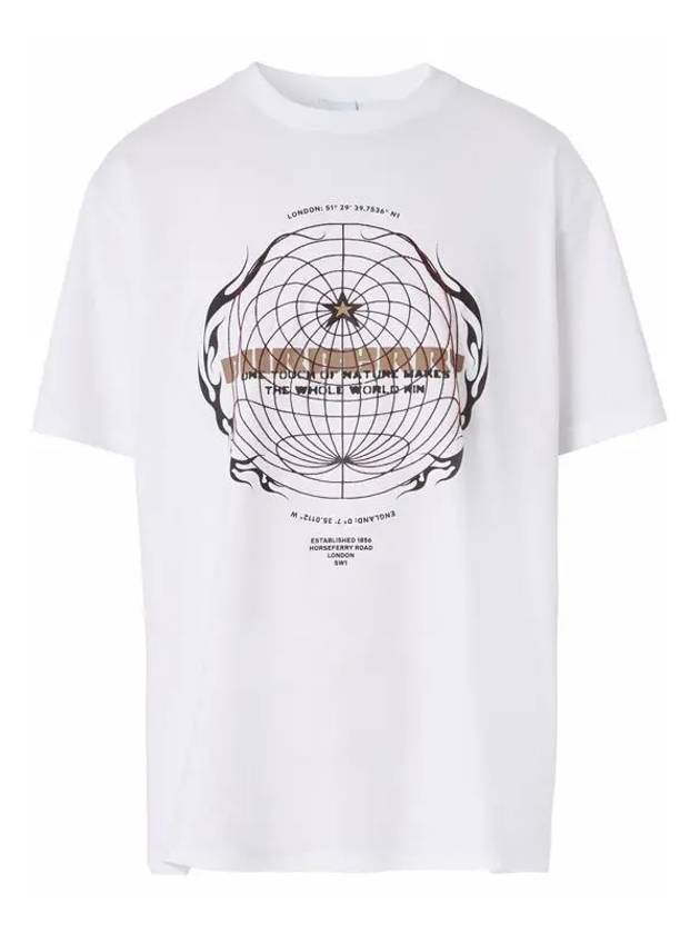 Globe Logo Graphic Short Sleeve T-Shirt White - BURBERRY - BALAAN 2