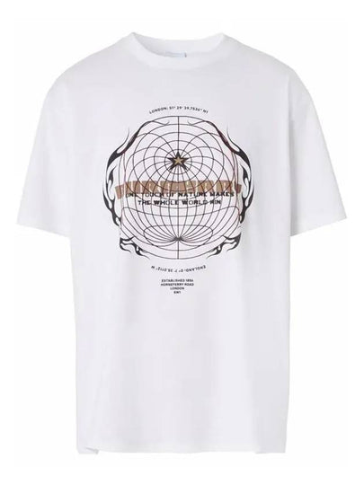 Globe Logo Graphic Short Sleeve T-Shirt White - BURBERRY - BALAAN 2