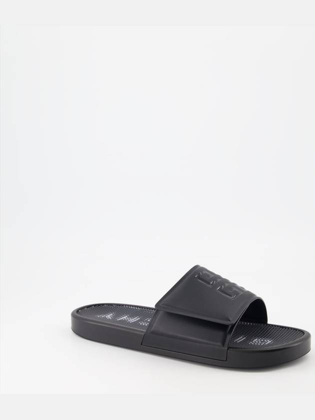 Velcro Slide Flat Slippers Black - GIVENCHY - BALAAN 3