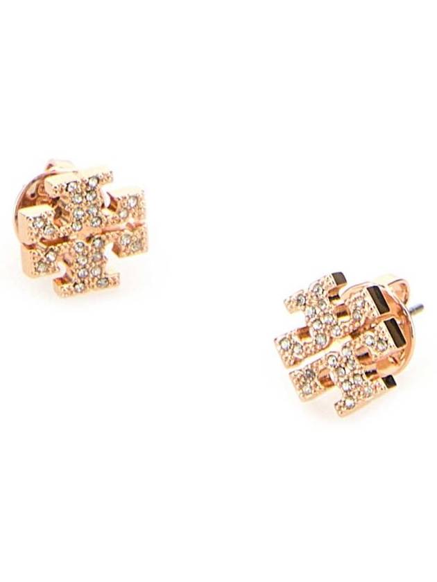 Crystal Logo Stud Earrings Rose Gold - TORY BURCH - BALAAN 3