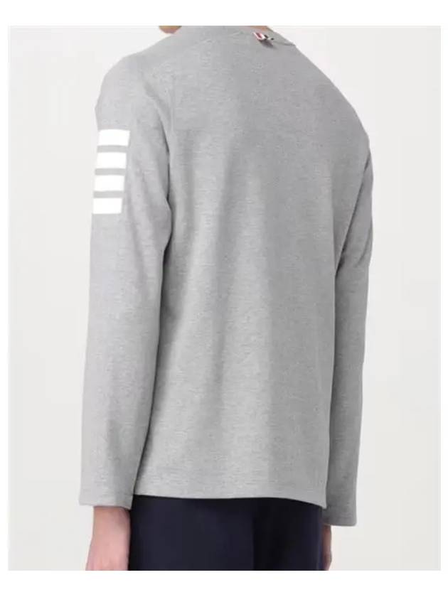 4-Bar Striped Cotton Long Sleeve T-Shirt Navy - THOM BROWNE - BALAAN 7