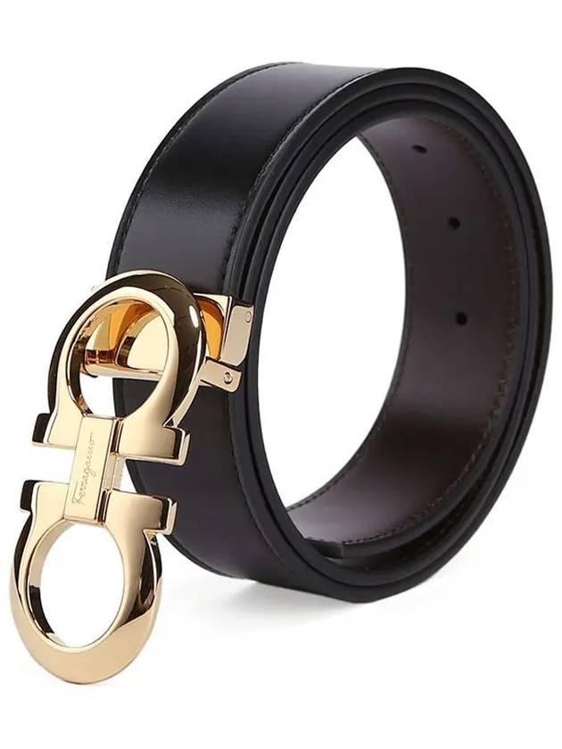 Gancini Reversible Adjustable Leather Belt Black - SALVATORE FERRAGAMO - BALAAN 5