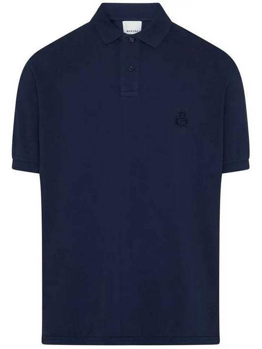 Afko Logo Cotton Polo Shirt Navy - ISABEL MARANT - BALAAN 2