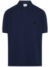 Afko Logo Cotton Polo Shirt Navy - ISABEL MARANT - BALAAN 3