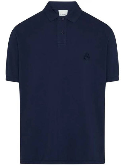 Afko Logo Cotton Polo Shirt Navy - ISABEL MARANT - BALAAN 2