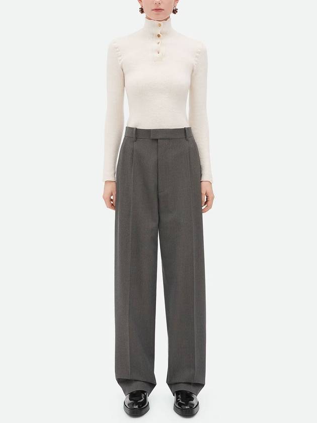 Pleated Straight Pants Grey Melange - BOTTEGA VENETA - BALAAN 4