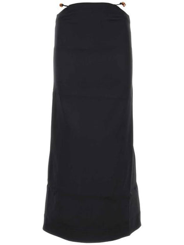 Double Satin Maxi H-Line Skirt Black - GANNI - BALAAN 1