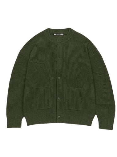 Oversized Wool Knit Cardigan Olive Green - EXCONTAINER - BALAAN 1