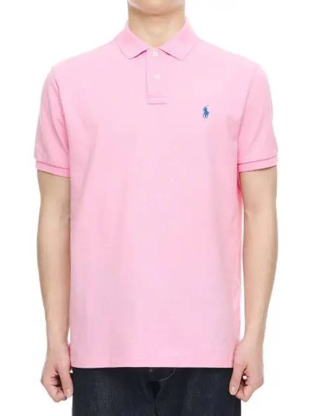 Custom Slim Fit Mesh Polo Shirt Pink - POLO RALPH LAUREN - BALAAN 1