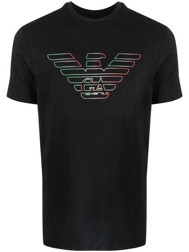 Stencil Logo Print Short Sleeve T-Shirt Black - EMPORIO ARMANI - BALAAN 2