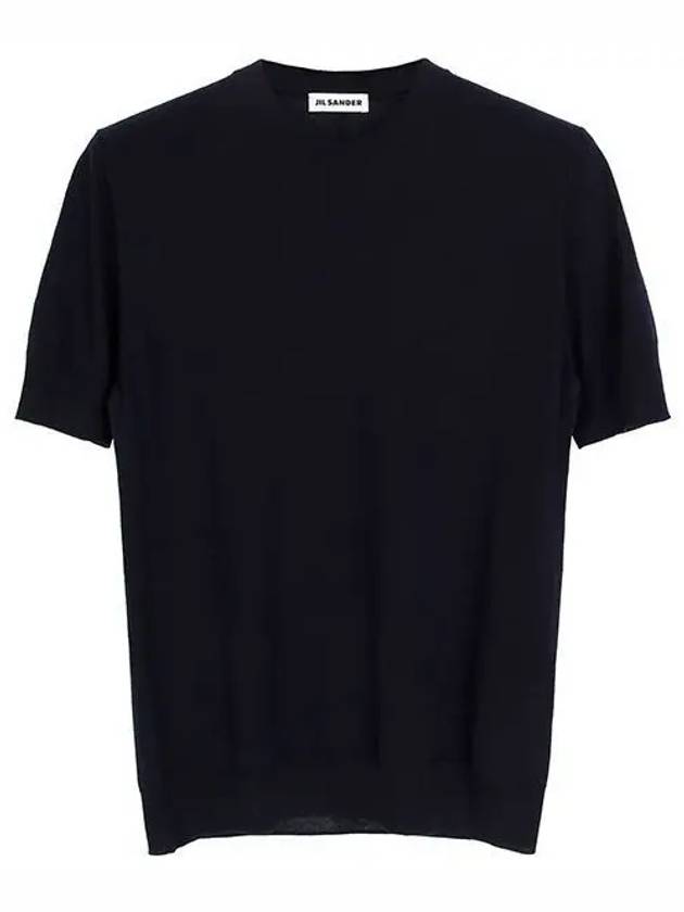 Virgin Wool Short Sleeve T-Shirt Navy - JIL SANDER - BALAAN 2